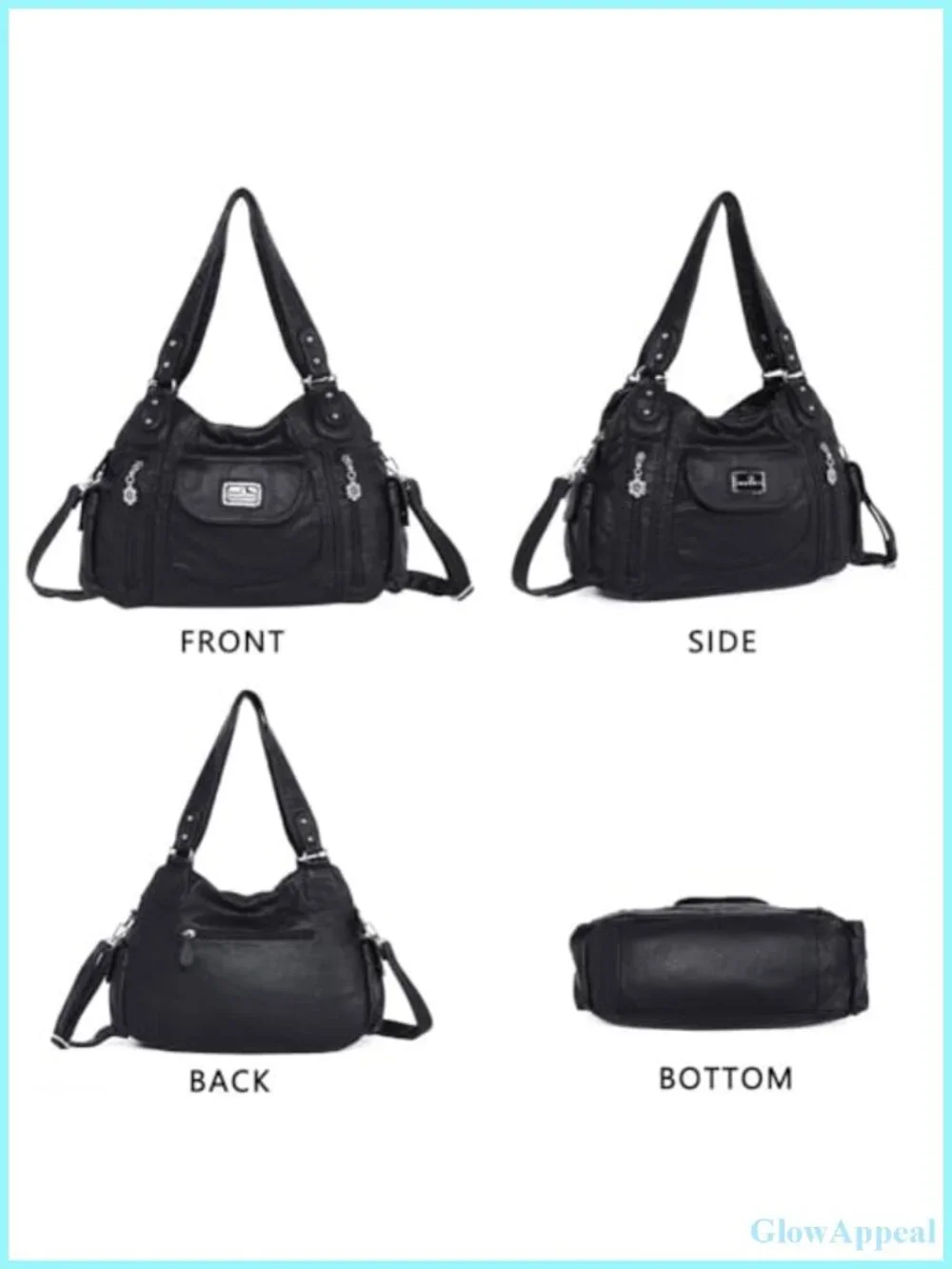 Large Faux Leather Hobo Tote Purse with Multiple Pockets, Adjustable Strap